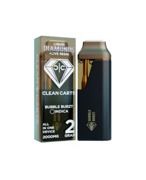 BUBBLE BURZT CLEAN CARTS Indica vape cartridge with packaging