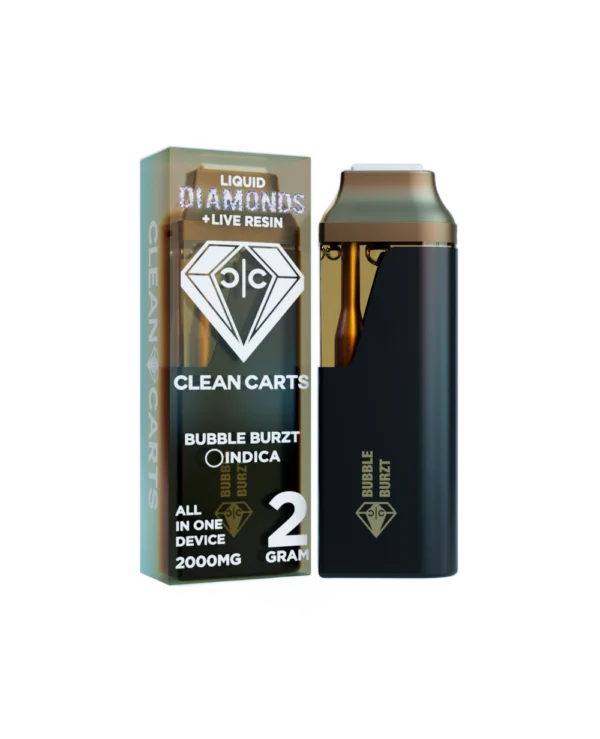 BUBBLE BURZT CLEAN CARTS Indica vape cartridge with packaging